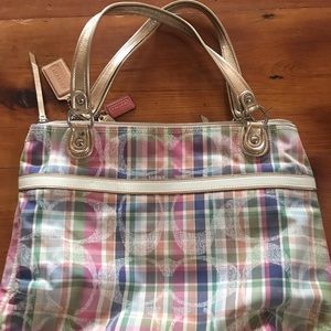 Coach serial numbered plaid bag